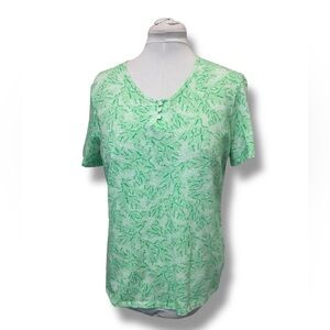 Coral Bay Women’s Petite Short Sleeve Fitted Green Coral Art to Wear Tee PL